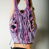 COCCHINA BAG - PURPLE/BLUE CROCHET WITH FRINGES AND RHINESTONE