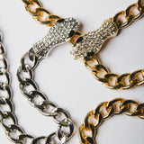 Collana a catena in acciaio inossidabile con serpente brillante dorata