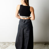 NICOLE tailored palazzo trousers in black denim cotton SIZE 1