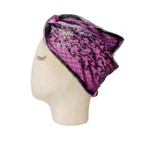 Shapeable hair band in iridescent viscose and double-sided black sequins