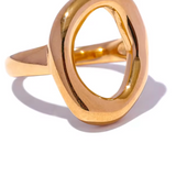 Anello in acciaio inossidabile dorato ovale irregolare - EYE RING GOLD