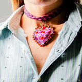 Body necklace with cascading chains - in gold-colored steel