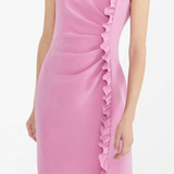 Pink sheath dress with ruffles size 46