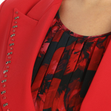 Blazer rosso in stretc con rever rifinito da strass - CAMELIA