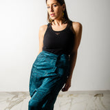 MIRI tailored skirt/ one-shoulder dress in teal satin - Size 2