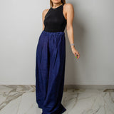 NICOLE tailored palazzo trousers in blue viscose fabric SIZE 1