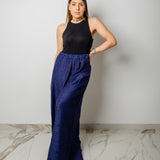 NICOLE tailored palazzo trousers in blue viscose fabric SIZE 1