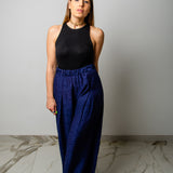 NICOLE tailored palazzo trousers in blue viscose fabric SIZE 1