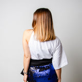 MIRI blue stretch tailored skirt with sequins - Size 2