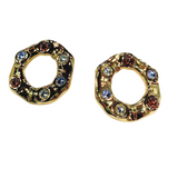 Round earrings with colored stones - stainless steel ROUND BABY