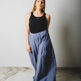 NICOLE tailored palazzo trousers in striped cotton poplin SIZE 1