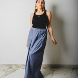 NICOLE tailored palazzo trousers in striped cotton poplin SIZE 1