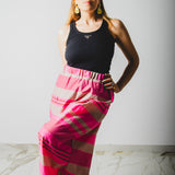 NICOLE tailored palazzo trousers in pink striped cotton poplin SIZE 1