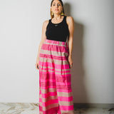 NICOLE tailored palazzo trousers in pink striped cotton poplin SIZE 1