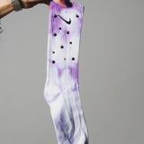 Calzini Nike lunghi Viola con lavorazione tie dye e strass colorati e brillanti