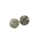 Flat earrings in satin silver stainless steel - SATIN SILVER BUTTON