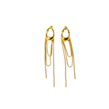 Silver stainless steel drop earrings - GOLD CHAIN ​​PENDANT