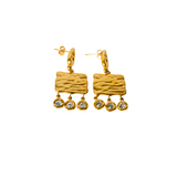 Golden stainless steel drop earrings - STONE AGE GOLDEN