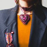 Body necklace with cascading chains - in gold-colored steel