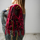 COCCHINA BAG - CHERRY/BLACK CROCHET WITH FRINGES