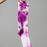 Calzini Nike lunghi Viola acceso con lavorazione tie dye e strass colorati e brillanti