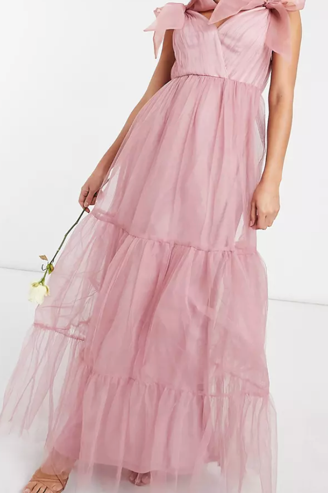 Vestito rosa in tulle con incrocio Tg It 40 e Tg It46