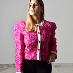 Giacca vintage da donna in pizzo fuxia taglia S