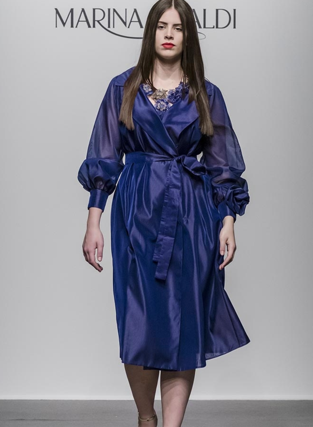 Abito in organza di seta - blu royal - Tg 48