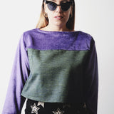 Felpina crop sartoriale in pile viola  e lana - tessuto Maxmara