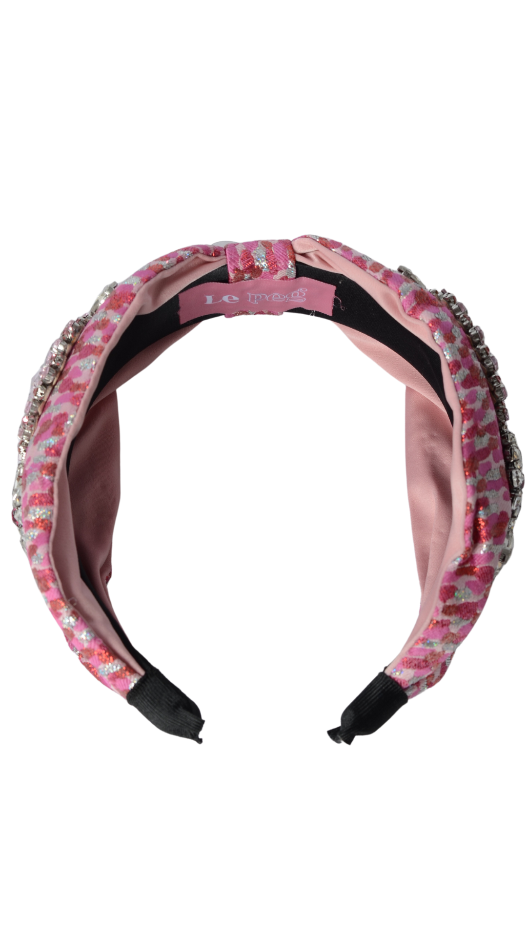 Cerchietto gioiello a fascia piatto rosa maculato con applicazioni KOMBAT PINK