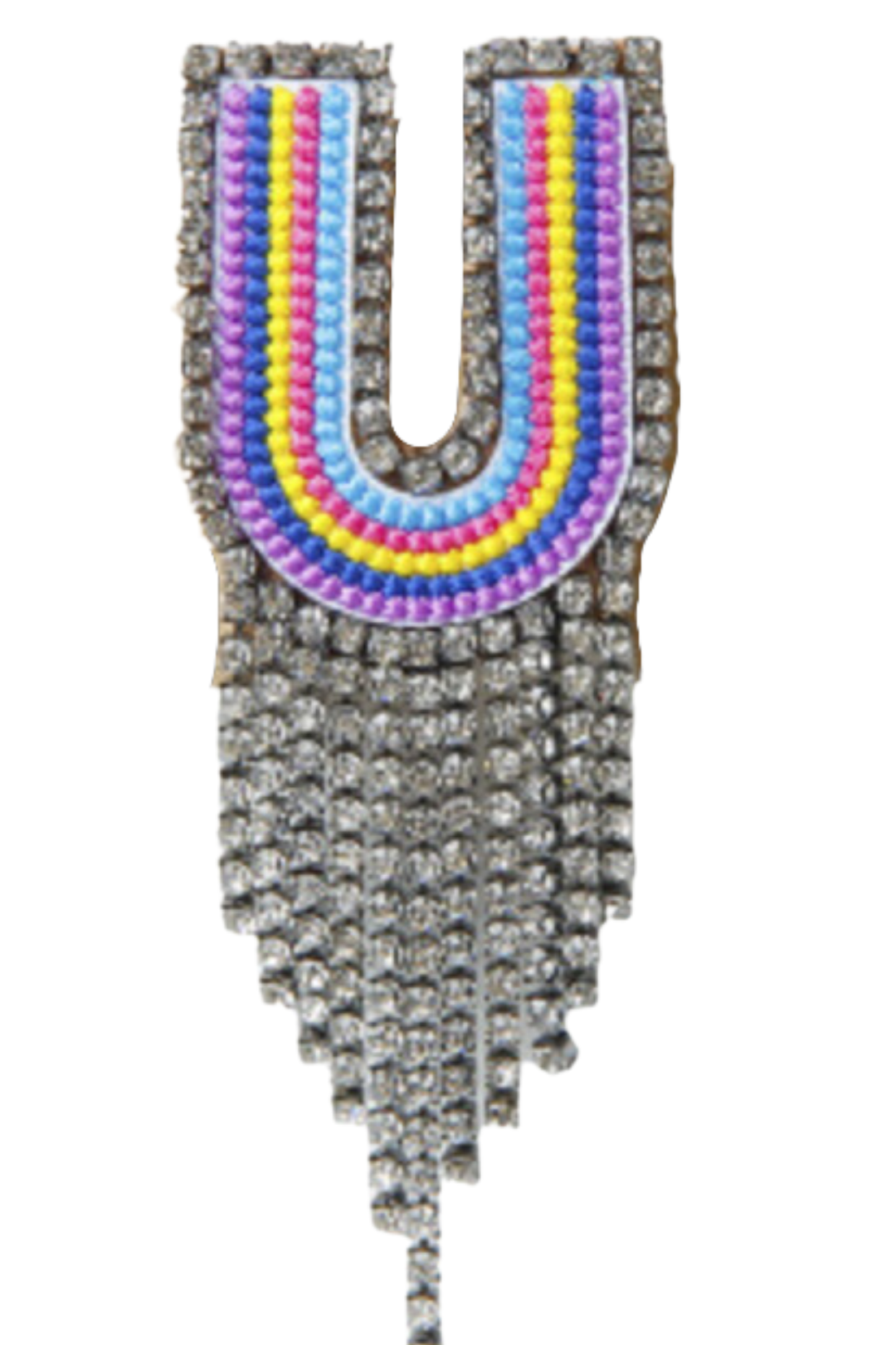 SPILLA MULTICOLOR CON STRASS LETTERA "U”