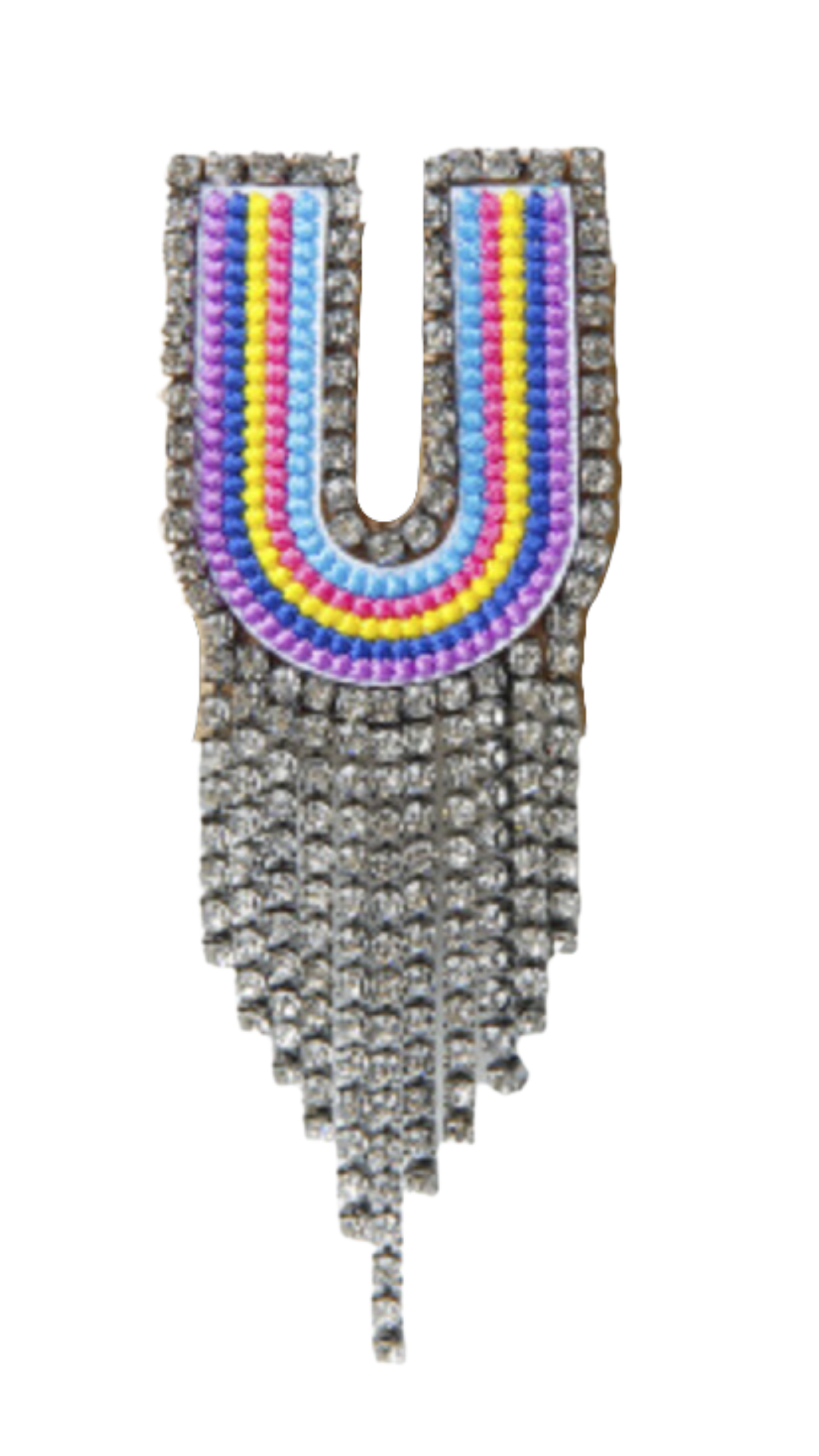 SPILLA MULTICOLOR CON STRASS LETTERA "U”