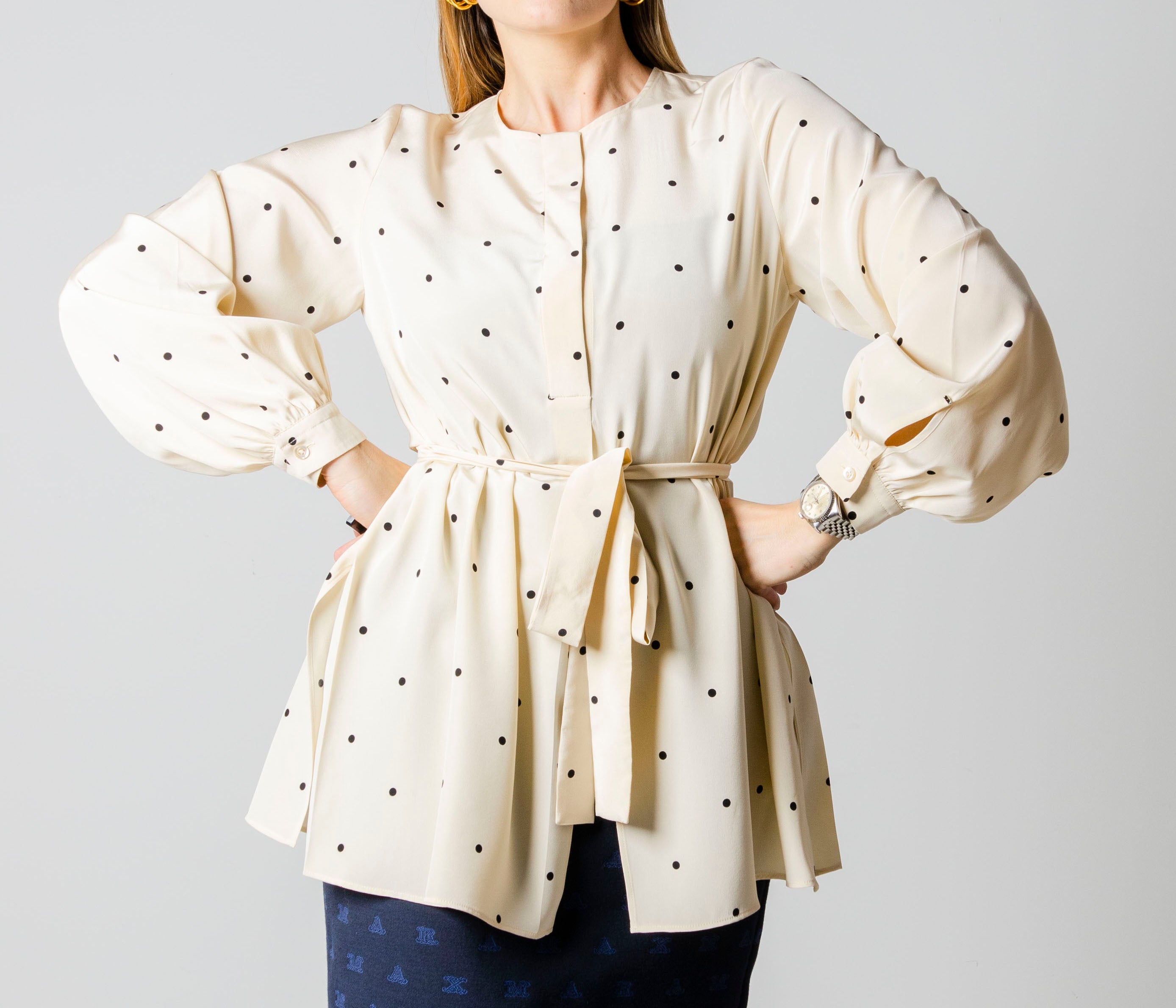 Camicia bianca con pois T.Unica Oversize