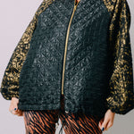 Bomber sartoriale  nero con maniche in jaquard oro