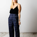 Pantaloni ampi a vita alta blu  MaxMara a righe Tg It 42