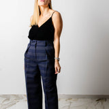 Pantaloni ampi a vita alta blu  MaxMara a righe Tg It 42