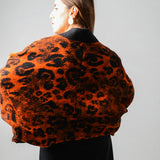 NATALINA - Giacca corta sartoriale in lana arancione con nere "teddy"