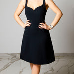 Vestito skater dress con scollo a cuore nero Tg 42