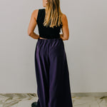 Pantalone palazzo NICOLE  sartoriale in satin viola opaco