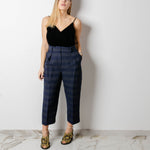 Pantaloni ampi a vita alta blu  MaxMara a righe Tg It 42