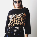 Felpina crop sartoriale in lana e pile leopardato  - tessuto Maxmara 