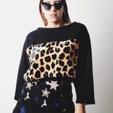 Felpina crop sartoriale in lana e pile leopardato  - tessuto Maxmara 