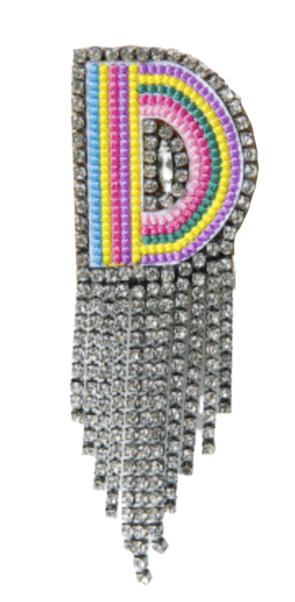 SPILLA MULTICOLOR CON STRASS LETTERA "D"