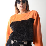 Felpina crop sartoriale in velluto e pile arancione - tessuto MaxMara 