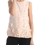 Top in cady con perline e organza rosa tenue - Tg 38