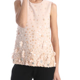 Top in cady con perline e organza rosa tenue - Tg 38