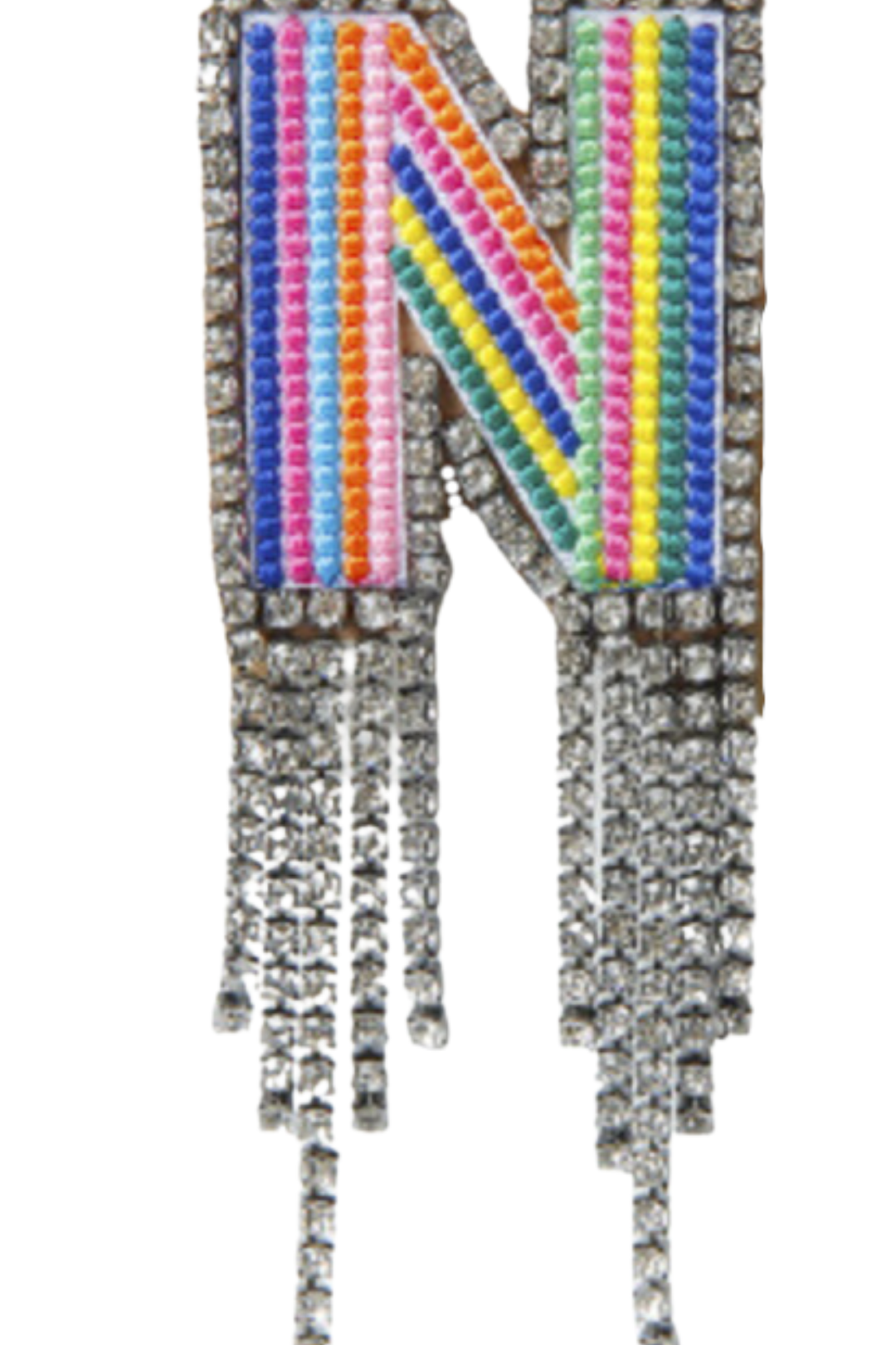 SPILLA MULTICOLOR CON STRASS LETTERA "N”