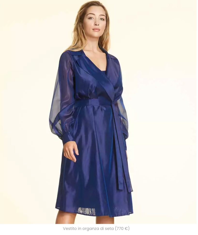 Abito in organza di seta - blu royal - Tg 48