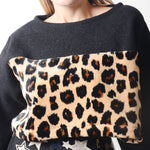 Felpina crop sartoriale in lana e pile leopardato  - tessuto Maxmara 