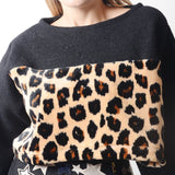 Felpina crop sartoriale in lana e pile leopardato  - tessuto Maxmara 